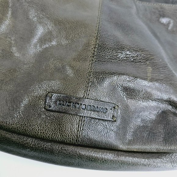 Lucky Brand Moxa Crossbody Bag Dark Moss Green Leather Zip Snap Inside Pockets - Picture 10 of 14